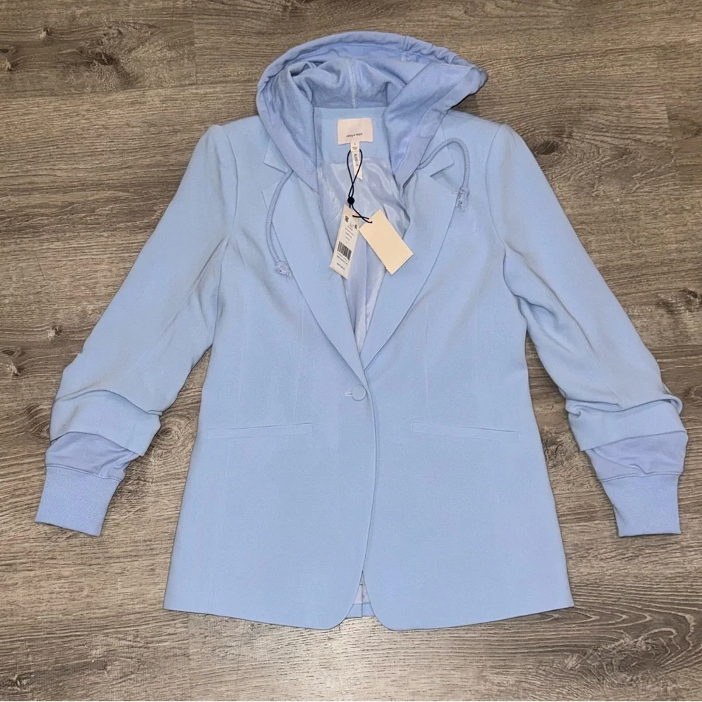 NWT CINQ A SEPT KHLOE ICICLE BLUE HOODED BLAZER JACKET 4 - Picture 12 of 12